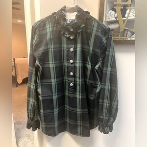 J. Crew tartan plaid embellished blouse